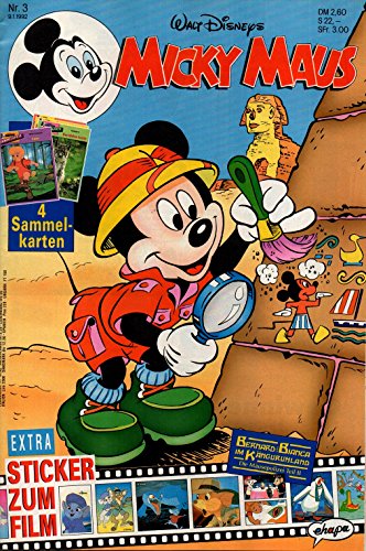 Micky Maus Zeitschrift - Nr. 03 - Vom 09.01.1992 - Komplett mit den Heft-Extras "Sticker zum Film Bernard und BIanca und 4 sammelkarten" - Heft, Magazin